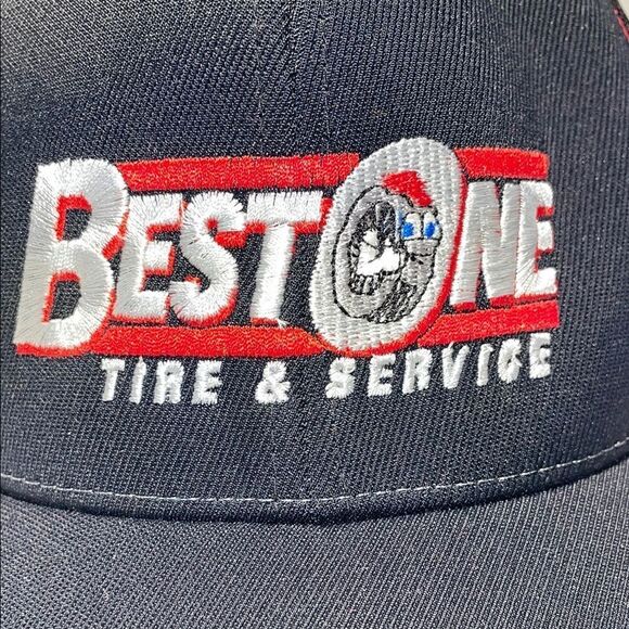 Sport-Tek Black and Red Baseball Hat with Logo - Picture 4 of 11